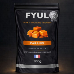 Whey Protéine Premium Française Caramel 900g | 80% Protéines | Lait Français