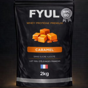 Whey Protéine Premium Française Caramel 2 kg | 80% Protéines | Lait Français
