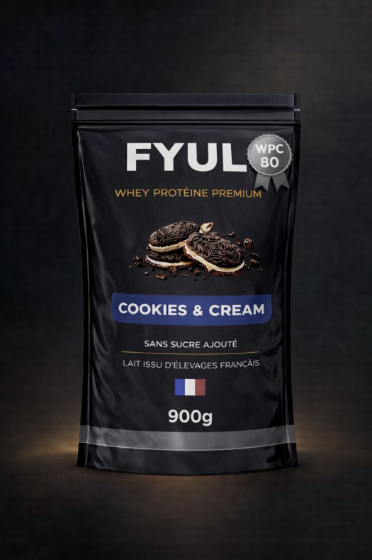 Whey Protéine Premium Française Cookies & Cream 900g | 80% Protéines | Lait Français
