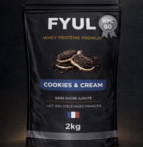 Whey Protéine Premium Française Cookies & Cream 2kg | 80% Protéines | Lait Français