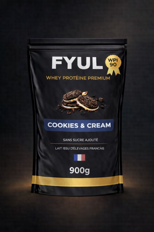 Whey Protéine Premium Française Cookies & Cream 900g | 90% Protéines | Lait Français