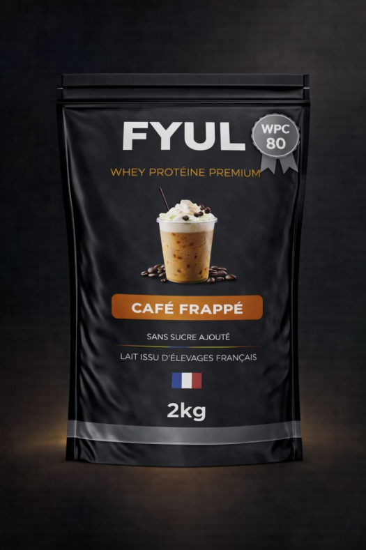 Whey Protéine Premium Française Café Frappé 2kg | 80% Protéines | Lait Français