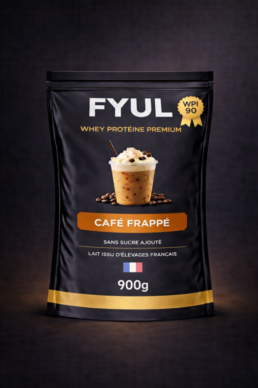 Whey Protéine Premium Française Café Frappé 900g | 90% Protéines | Lait Français