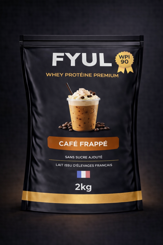 Whey Protéine Premium Française Café Frappé 2kg | 90% Protéines | Lait Français