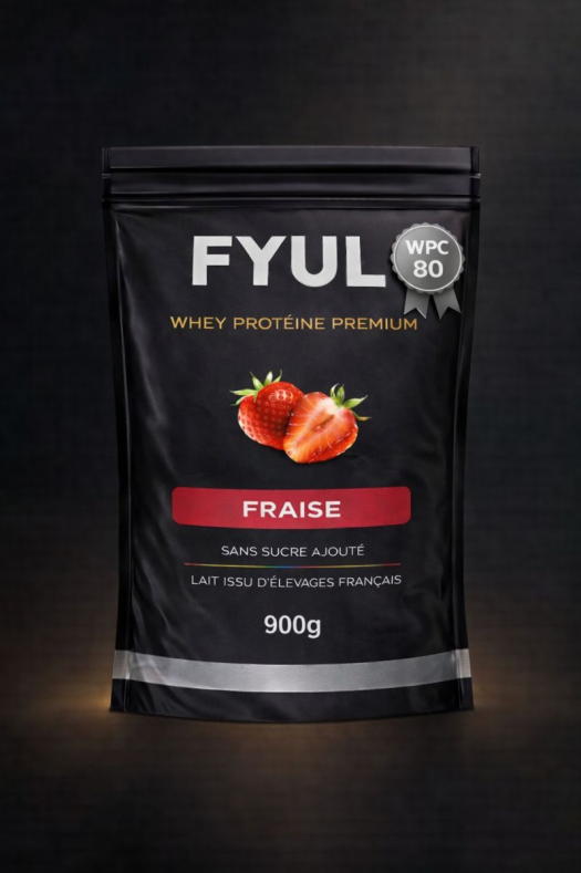 Whey Protéine Premium Française Fraise 900g | 80% Protéines | Lait Français