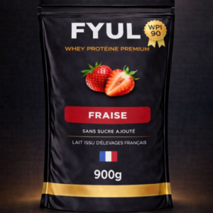 Whey Protéine Premium Française Fraise 900g | 90% Protéines | Lait Français
