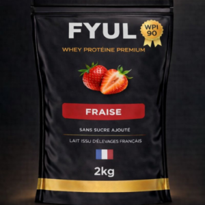 Whey Protéine Premium Française Fraise 2kg | 90% Protéines | Lait Français