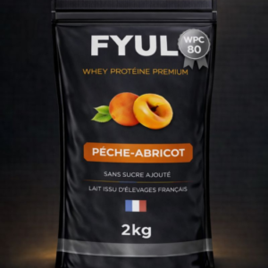 Whey Protéine Premium Française Pêche Abricot 2kg | 80% Protéines | Lait Français