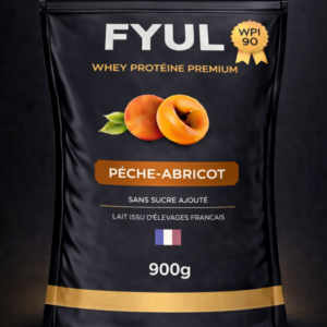 Whey Protéine Premium Française Pêche Abricot 900g | 90% Protéines | Lait Français