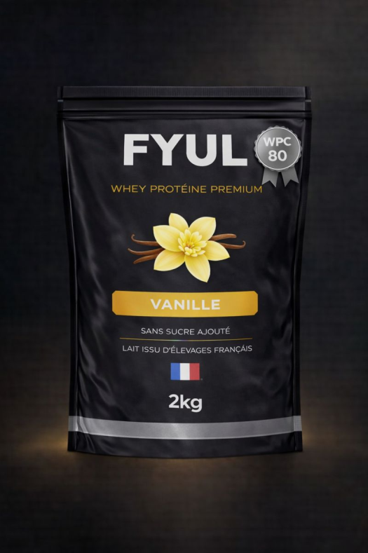 Whey Protéine Premium Française Vanille 2kg | 80% Protéines | Lait Français