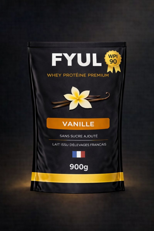 Whey Protéine Premium Française Vanille 900g | 90% Protéines | Lait Français