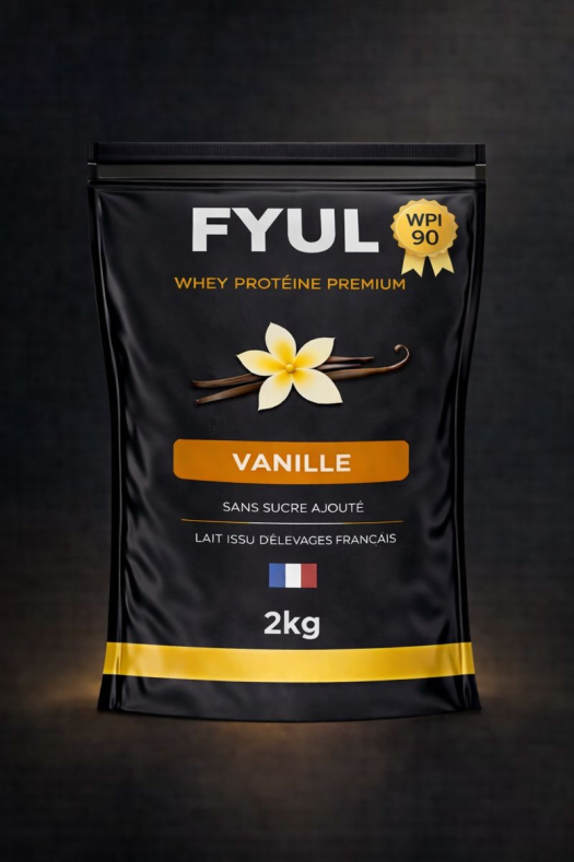 Whey Protéine Premium Française Vanille 2kg | 90% Protéines | Lait Français